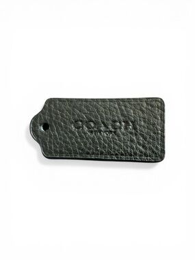 Coach Black Pebbled Leather Hang Tag with Embossed Logo Hang Tag 2.25 inch